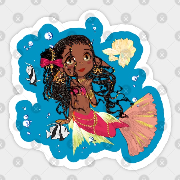 POC Red and Yellow Mermaid Sticker by Kanna Productions 